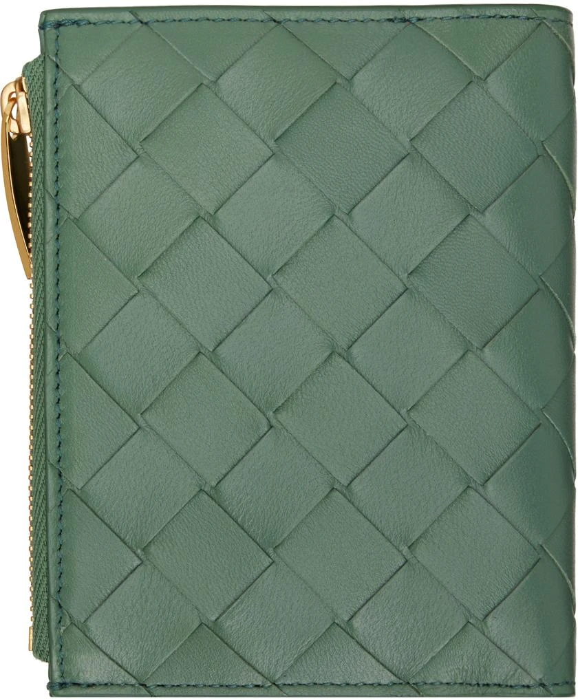 Bottega Veneta Green Small Intrecciato Bi-Fold Wallet 2
