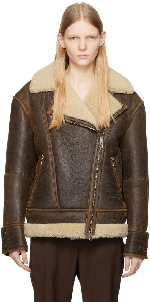 Max Mara Brown Empoli Leather Jacket 1