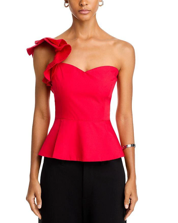 AQUA One Shoulder Peplum Top - Exclusive 6