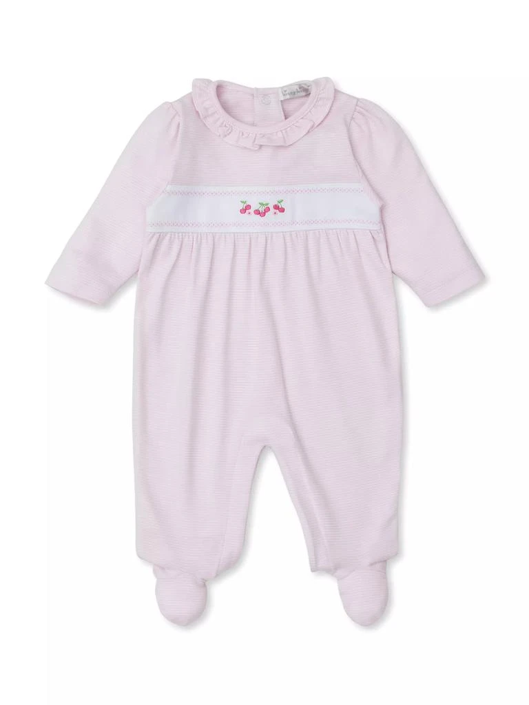 Kissy Kissy Baby Girl's Cherry Embroidered Striped Ruffled Footie 1