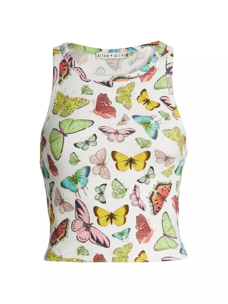 Alice + Olivia Allen Butterfly Rib-Knit Tank 1