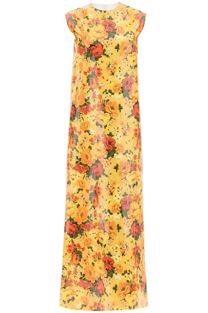 Balenciaga maxi sleeveless faux vinyl floral dress 1