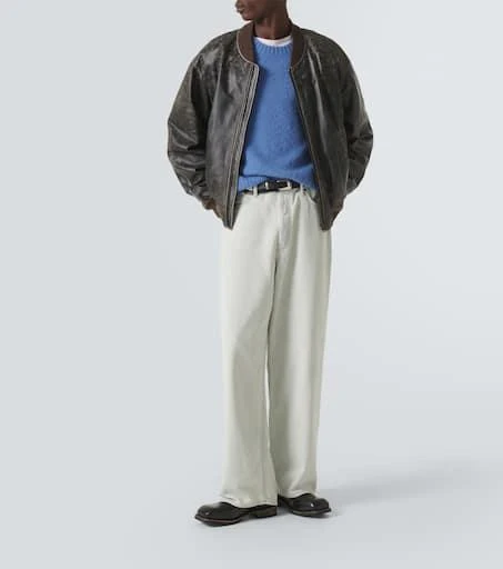 Acne Studios Distressed leather bomber jacket 2