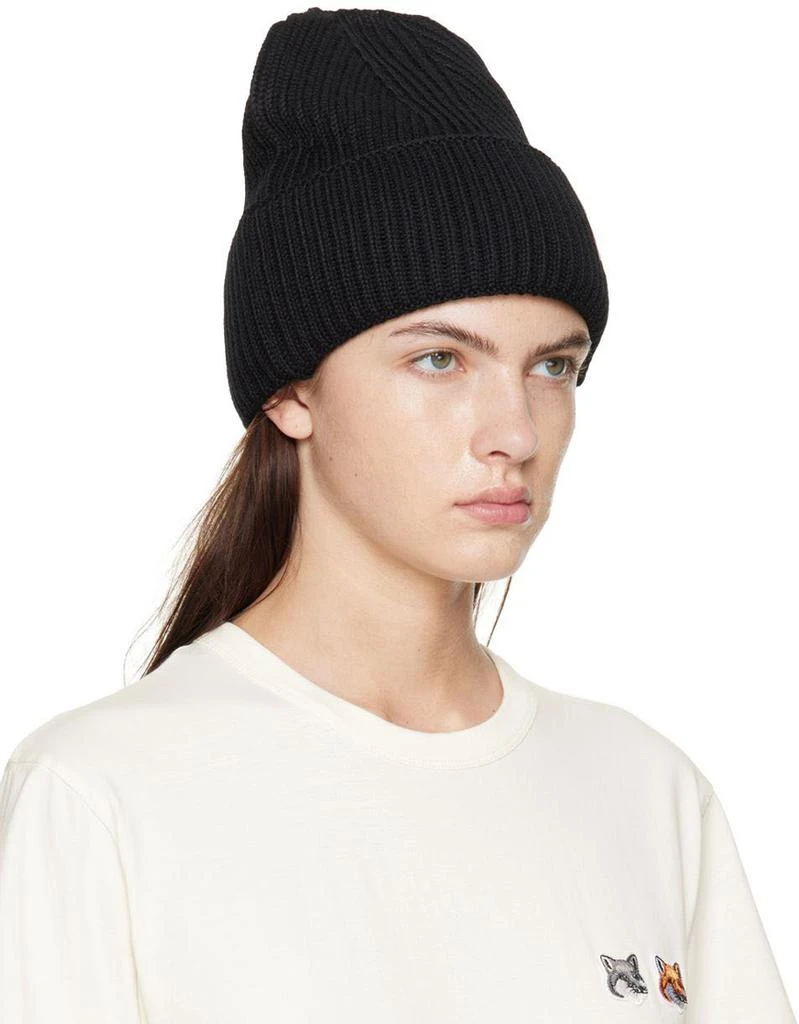 Maison Kitsune Black Fox Head Beanie 2