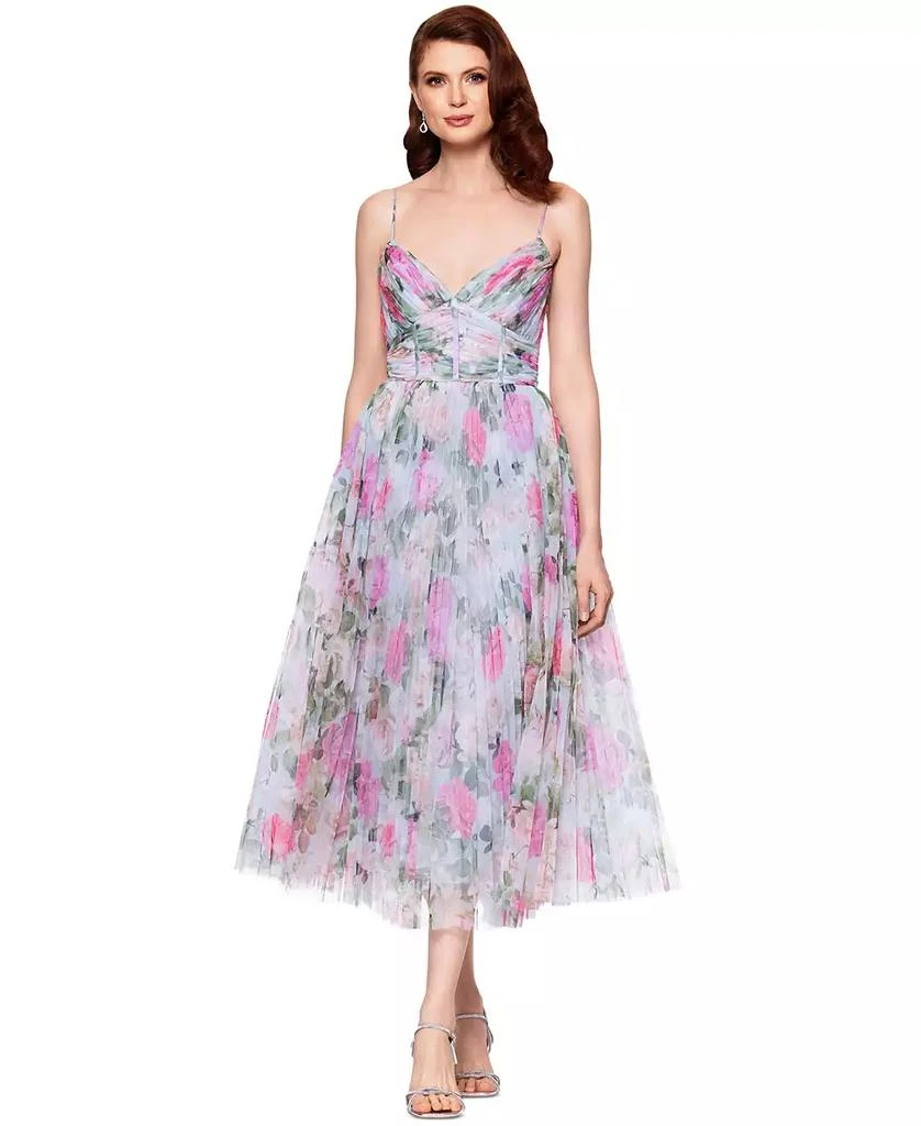 slim fit dress slacks Macy Floral Ruffle Midi Dress-Pink main image 1