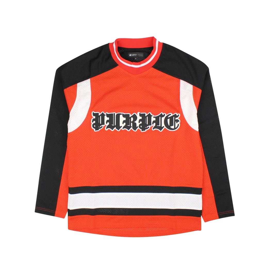 Purple Brand Red Team Mesh Colourblock L/S Top Fiery T-Shirt 1