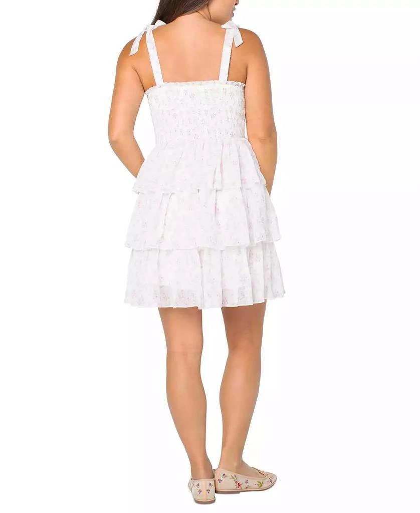 Celebrity Pink Juniors' Floral-Print Smocked Tiered Chiffon Mini Dress 6