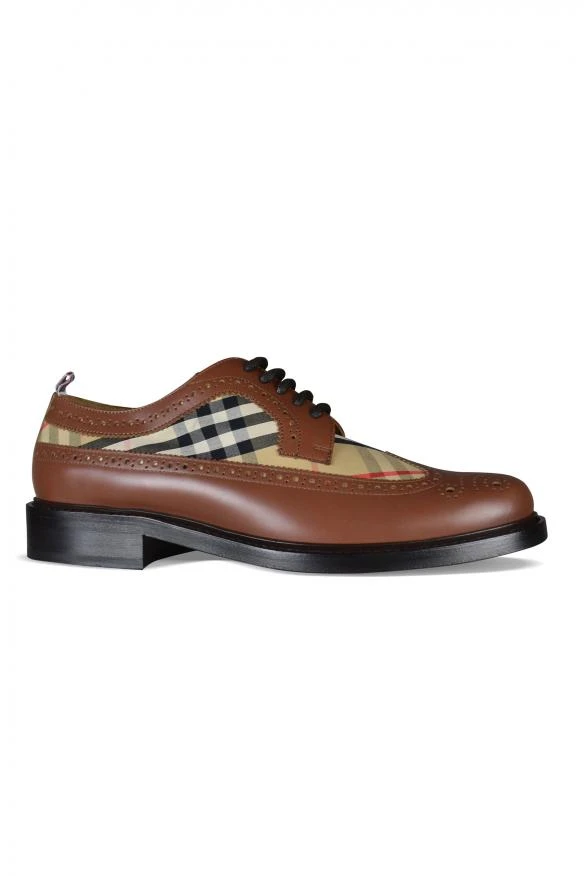 Burberry Men's luxury shoes tailor brogue brown leather derbies with vintage pattern 2