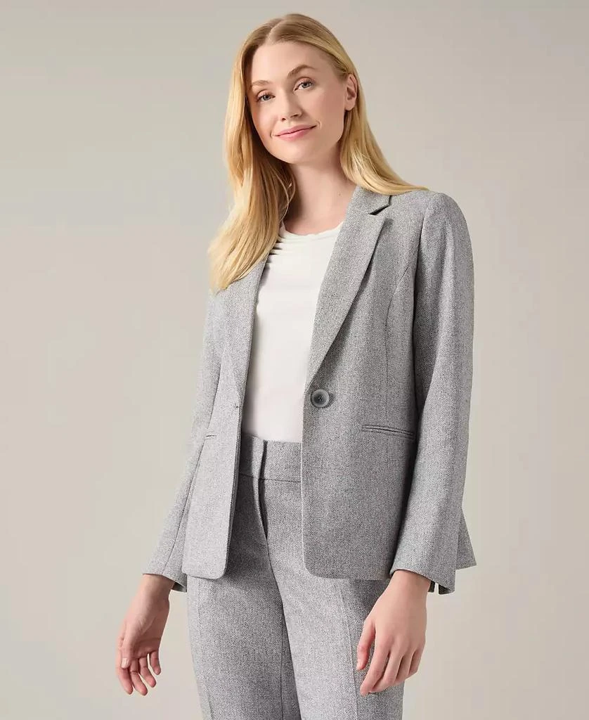 Kasper Women's Herringbone One-Button Long-Sleeve Blazer 1