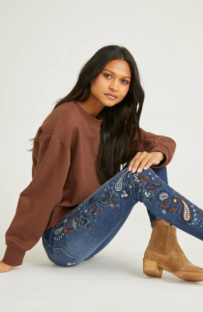 Driftwood Jackie Floral Embroidered Skinny Jeans 7