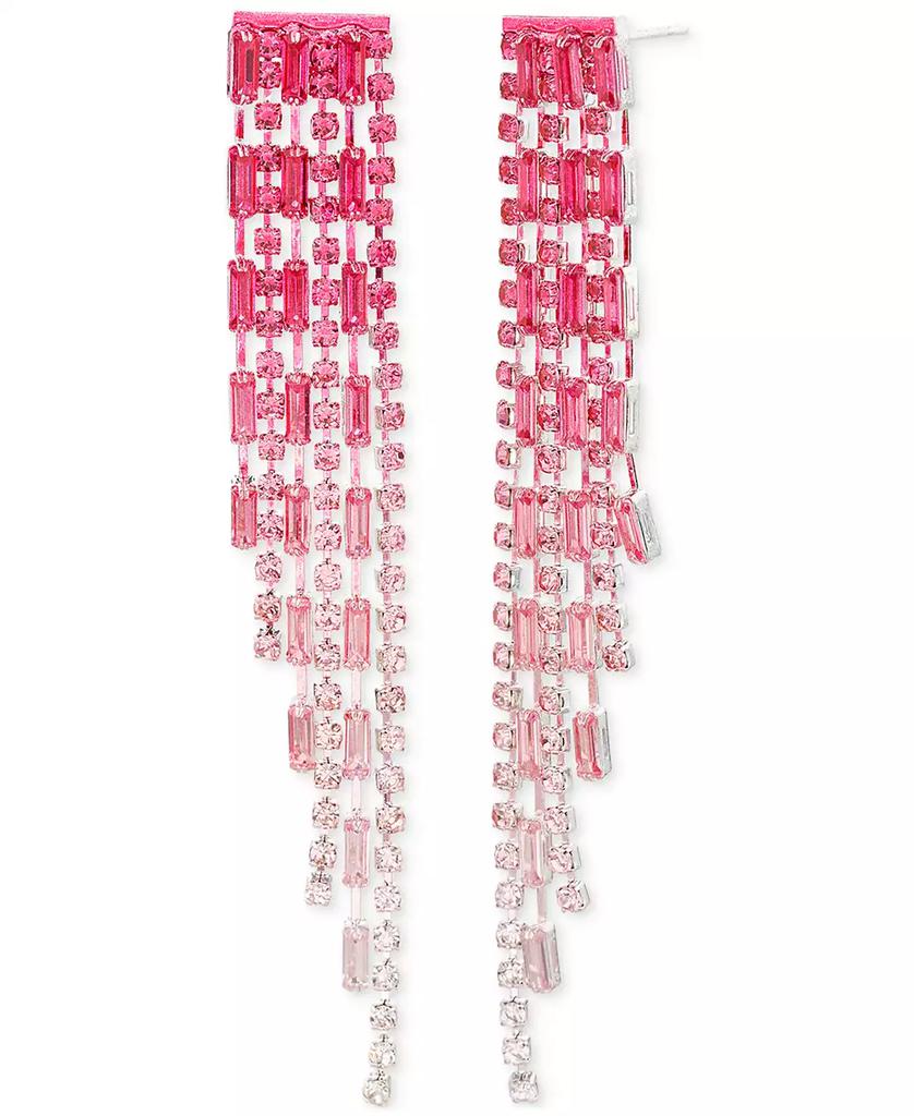 Kensie Pink Ombre Rhinestone Chain Fringe Linear Earrings