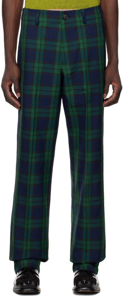 Molly Goddard Navy & Green Nathan Trousers