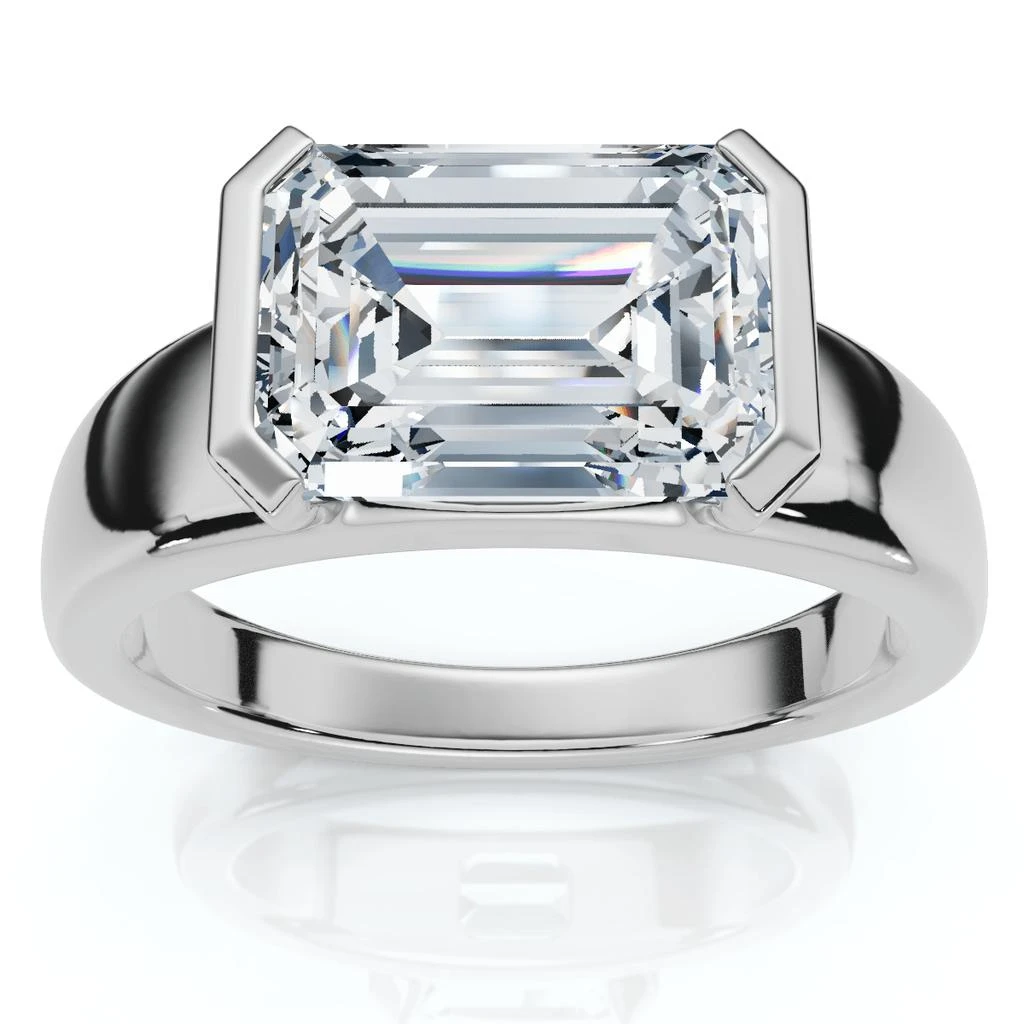 Pompeii3 Certified 2 2/3ct East West Emerald Cut Engagement Ring Gold or Pt Lab Grown 5