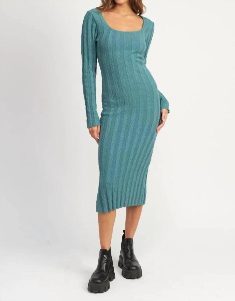 EMORY PARK Emory Park - Square Neck Ribbed Midi Dress 1