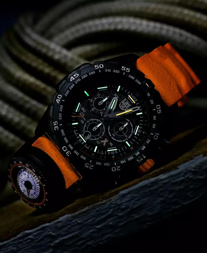 Luminox Men's Swiss Chronograph Bear Grylls Survival Master Series Compass Orange Rubber Strap Watch 45mm 5