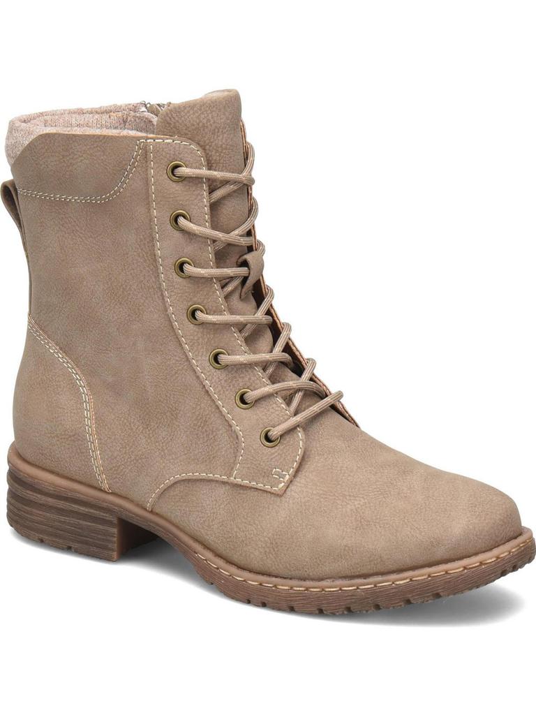 b.o.c. Claudia Womens Faux Leather Black Heel Combat & Lace-Up Boots