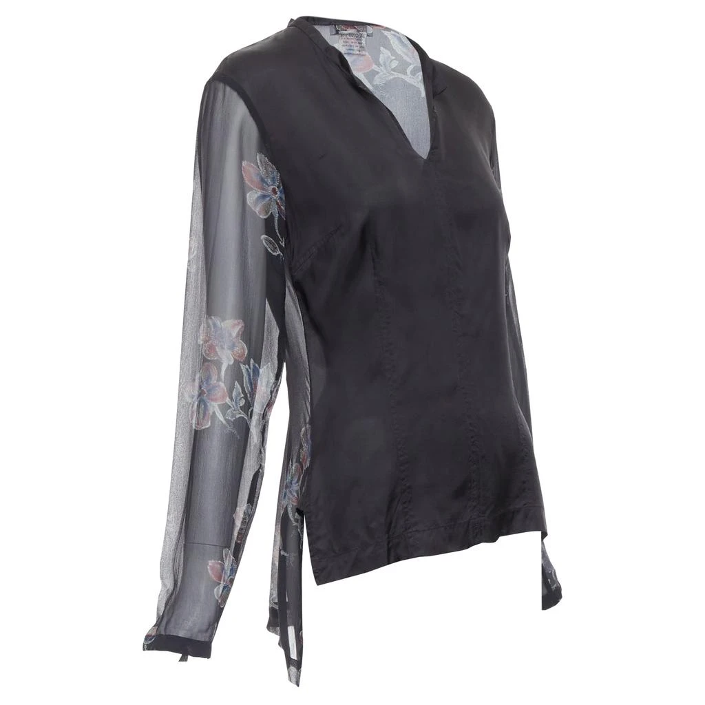 Dries Van Noten silk floral sheer sleeve hi low blouse 1