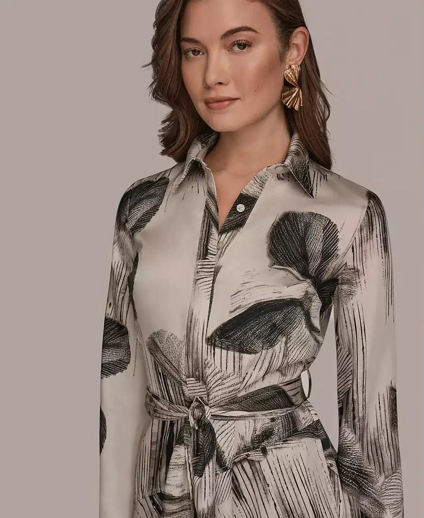 Donna Karan Women
s Floral Collared Neck Shirt Dress 6