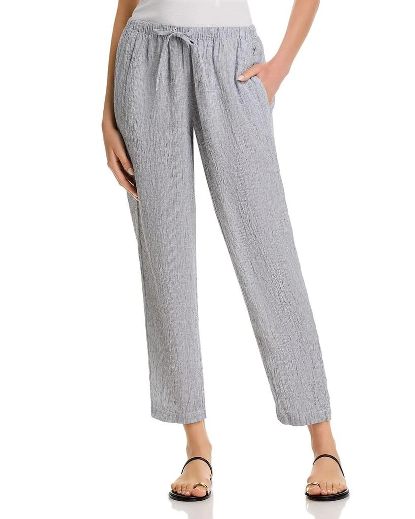 Eileen Fisher Puckered Linen Tapered Ankle Pants 1