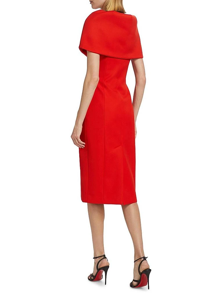 Oscar de la Renta Wool-Blend Wrap Capelet Midi-Dress 5