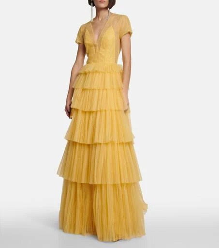 Costarellos Ruffled tulle gown 2