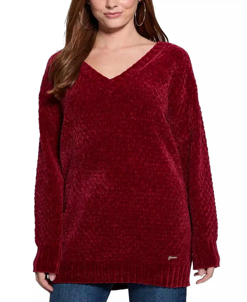GUESS Women's Talia Chenille V-Neck Tunic Sweater 1