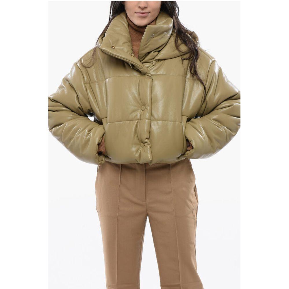 Nanushka Faux Leater AVELINE Cropped Jacket with Women's Hood