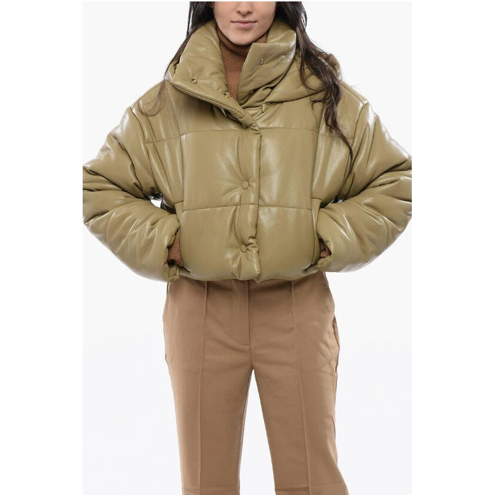 Nanushka Faux Leater AVELINE Cropped Jacket with Women's Hood 1