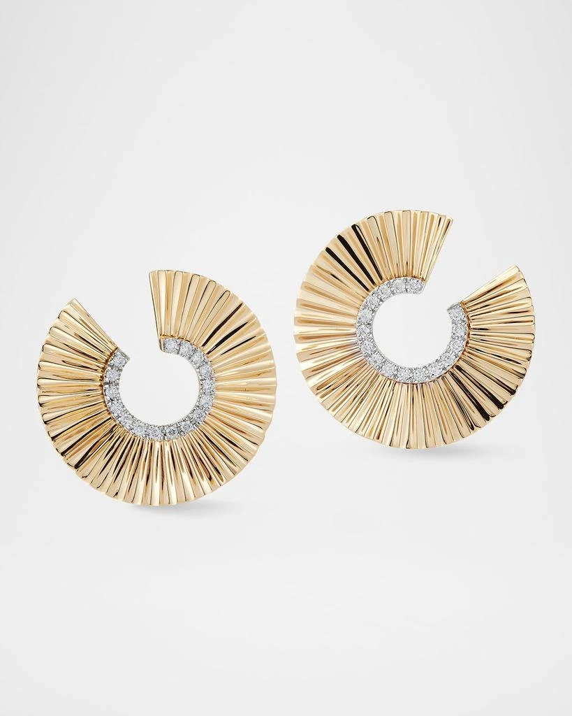 Walters Faith Clive 18K Yellow Gold Fluted Front Facing Diamond Hoop Earrings