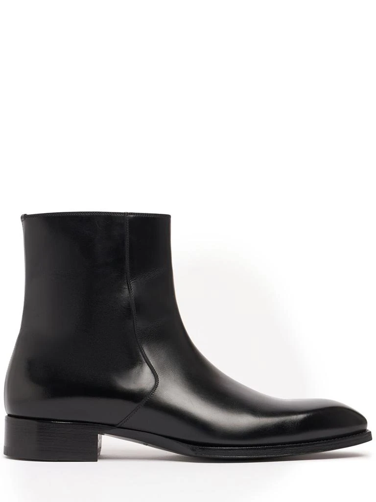 Tom Ford Elkan Burnished Leather Zip Boots 1