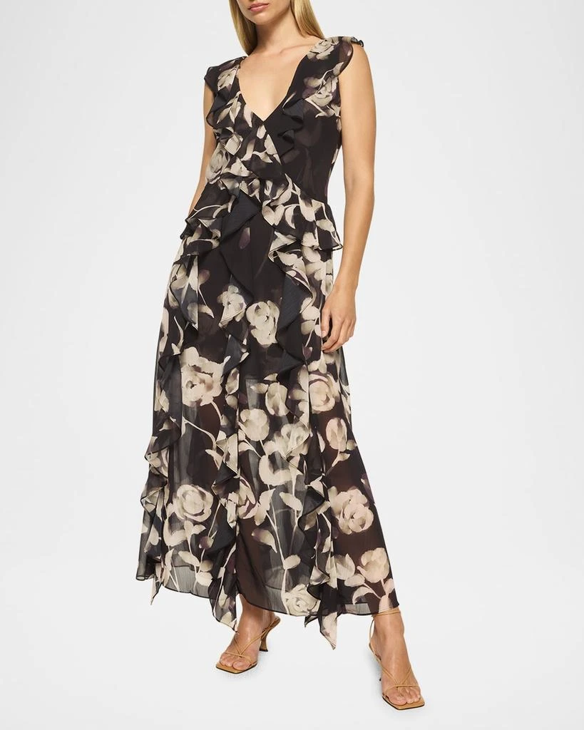 MISA Claudita Faded Rose Chiffon Maxi Dress 1