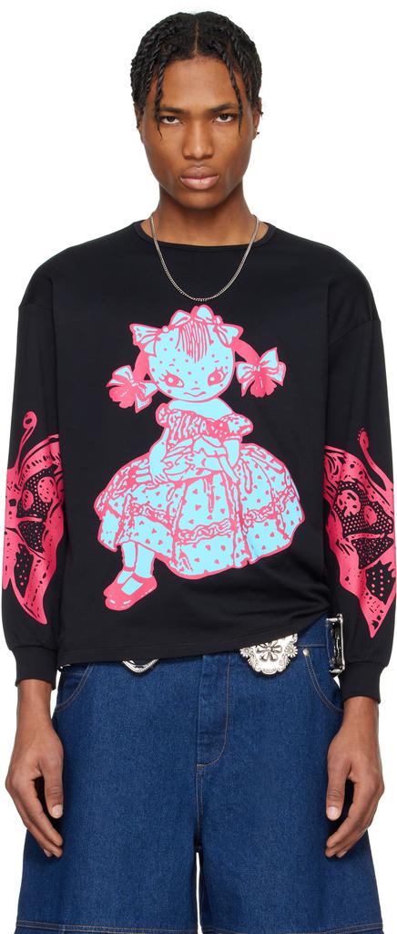 CHOPOVA LOWENA Black Dotty Oversized Jersey T-shirt