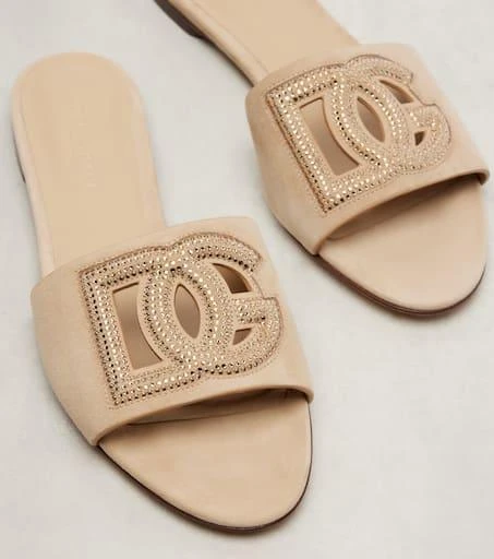 Dolce 
Gabbana DG crystal-embellished suede slides 5