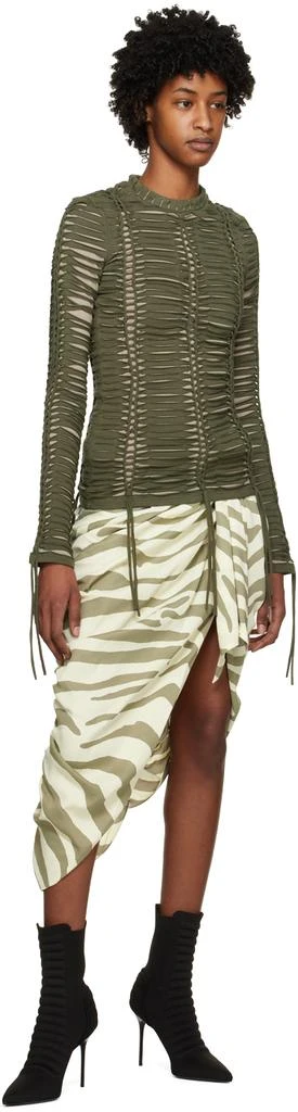 Balmain Khaki Knotted Long Sleeve T-Shirt 4