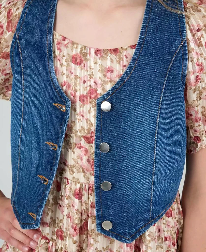 Rare Editions Big Girls 2-Piece Lurex Chiffon With Denim Vest and Dress Set 6