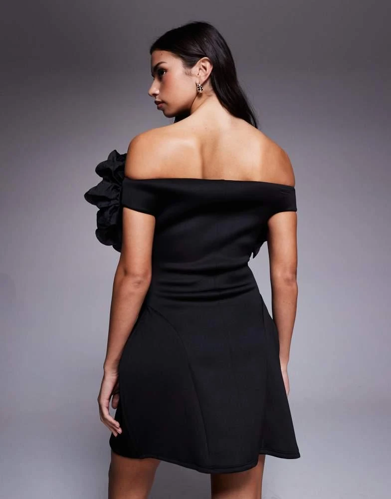 princess polly baby blue dress ASOS DESIGN one off shoulder mini lantern dress with corsage trim bodice in  black – On Sale Now with Up to 40% Off