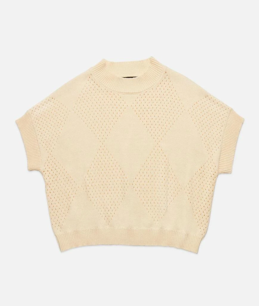 DELUC Women's Nora Pointelle Knit Vest In Ecru 2