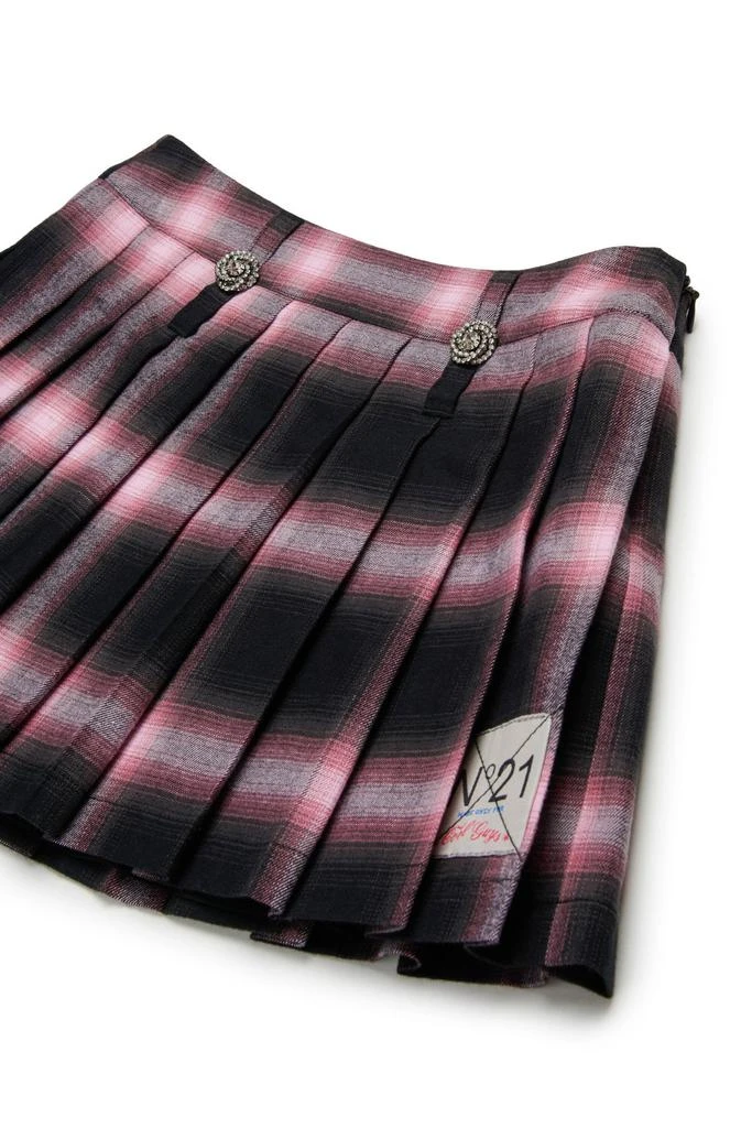 N°21 N°21 Kids Checked Pleated Flannel Mini Skirt 3