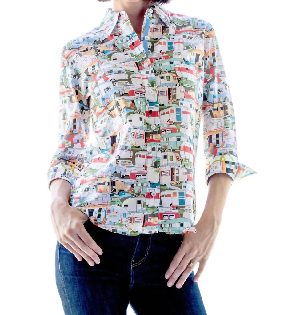 Dizzy-Lizzie Dizzy-Lizzie - Rome 3/4 Sleeve Retro Print Shirt 1