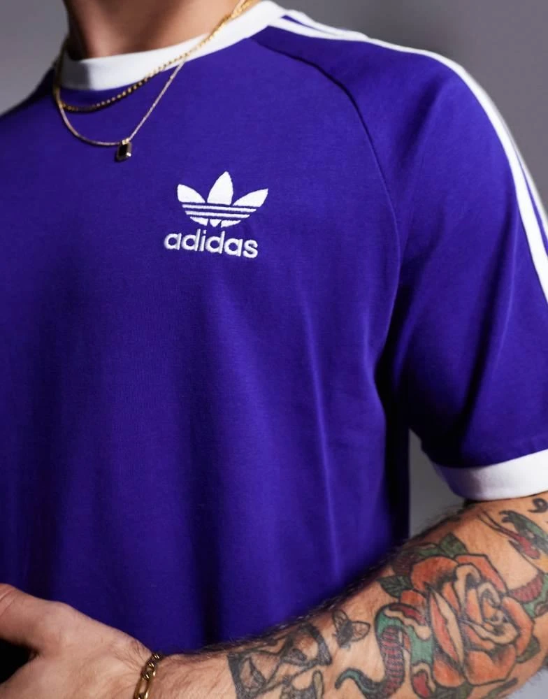 Adidas adidas Originals 3 stripe ringer t-shirt in collegiate purple 2