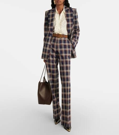 ETRO Checked high-rise wool wide-leg pants 2