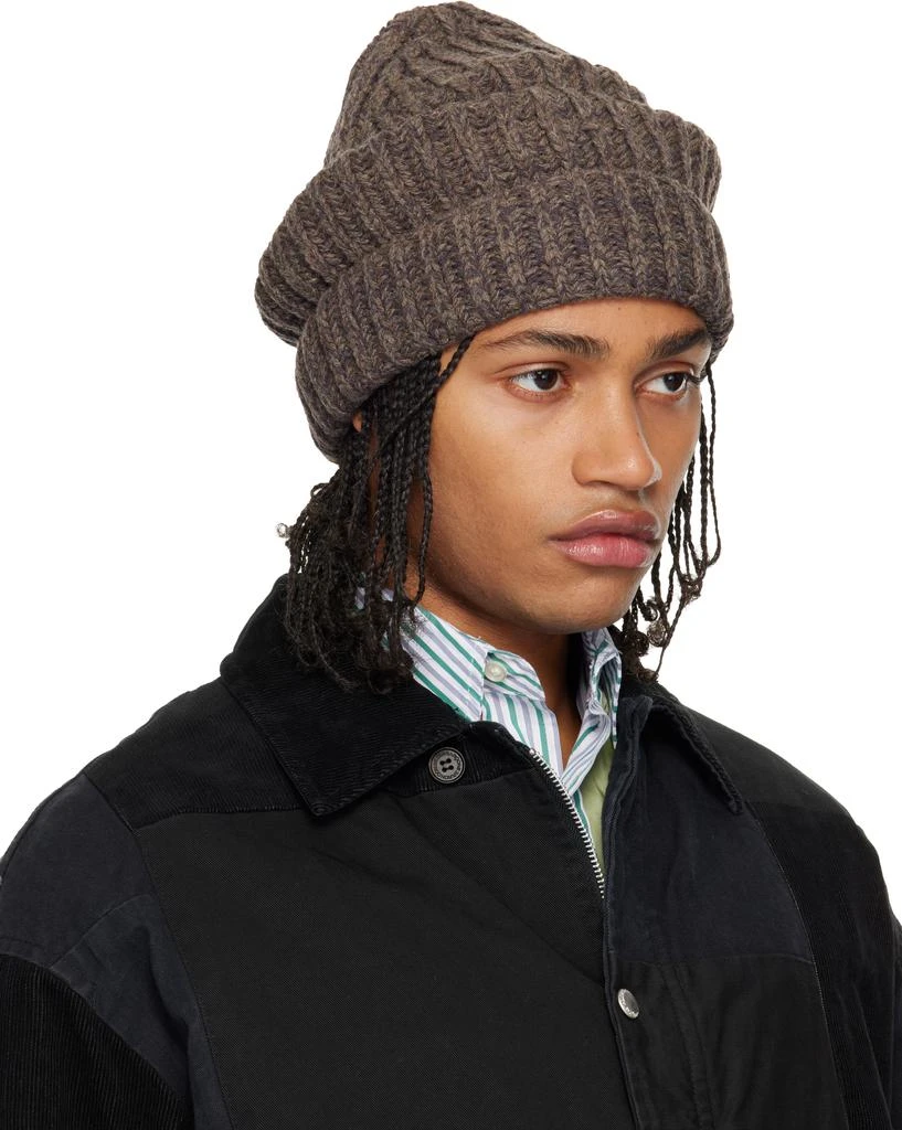 MAISON MARGIELA Brown Rib-Knit Beanie 2
