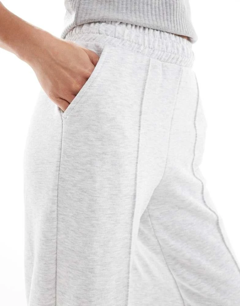 Bershka Bershka Petite wide leg joggers in grey marl 5