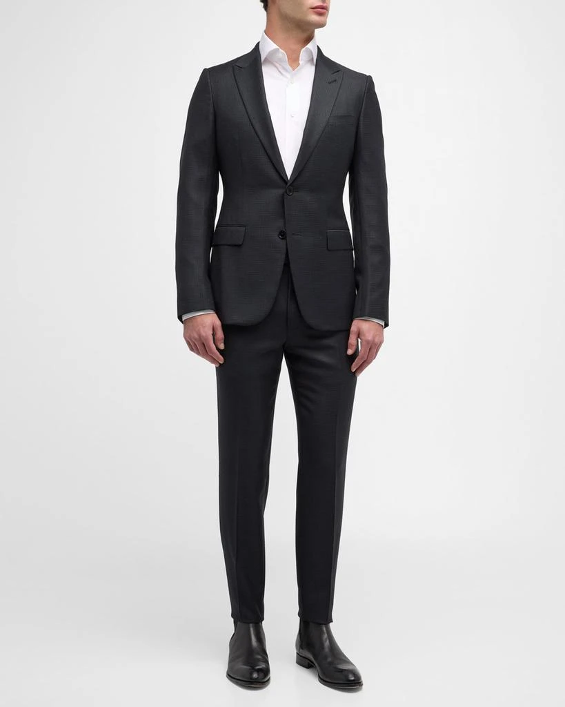 Zegna Men's City Check Wool Silk Suit 2