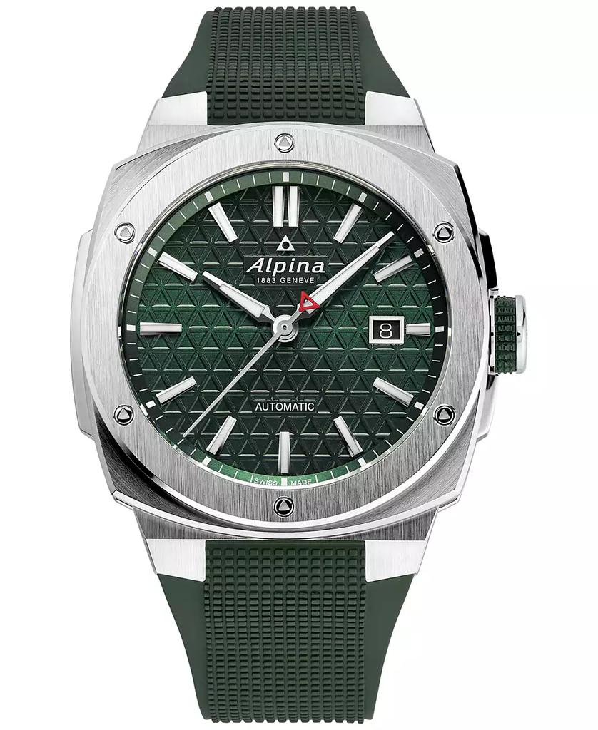 Alpina Men's Swiss Automatic Alpiner Green Rubber Strap Watch 41mm