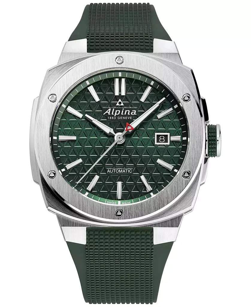 Alpina Men's Swiss Automatic Alpiner Green Rubber Strap Watch 41mm 1