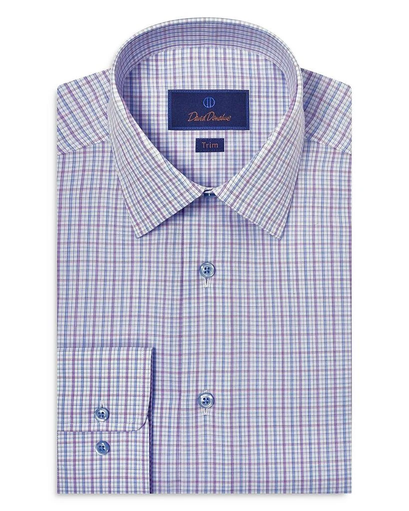 David Donahue Trim Fit Poplin End on End Check Dress Shirt 1