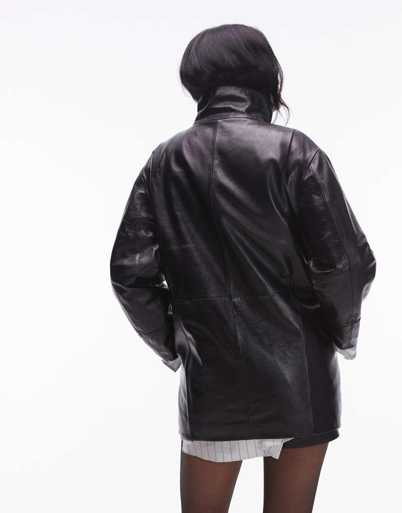 新品 即完品 F／LEATHER OVER SIZED JACKET ボア 黒 Mango Capsule oversized leather jacket in black – On Sale Now with