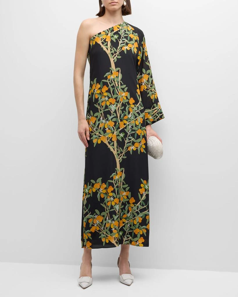 Bernadette Lola One-Shoulder Kumquat Print Midi Dress 2