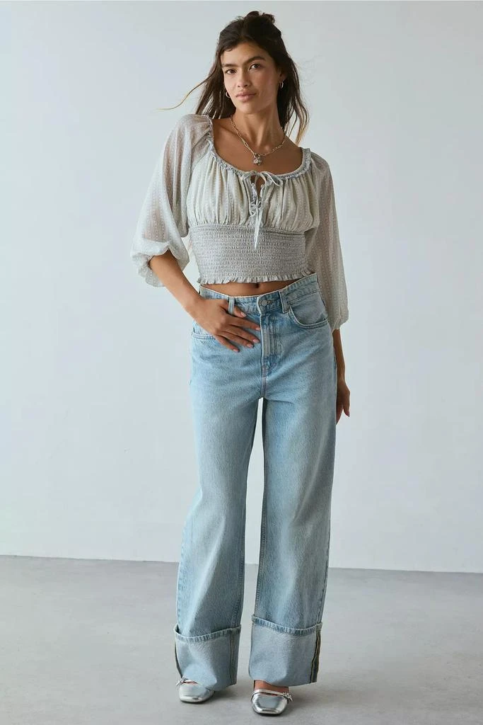 Kimchi Blue Kimchi Blue Daylight Smocked Tie-Front Cropped Blouse 3